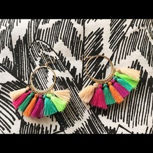 Boho hoop tassel earrings